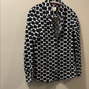 Kate Spade women’s size 0 Black and White Geometric button down - 100% cotton